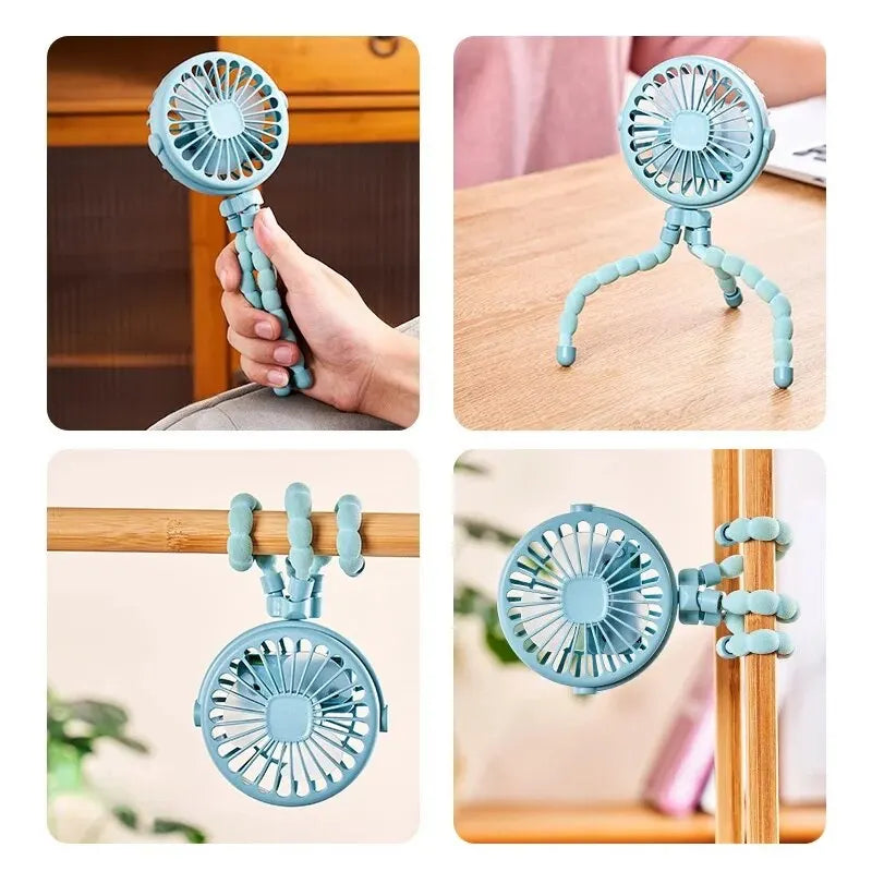 Multi Functional Portable USB Rechargeable Octopus Mini Fan